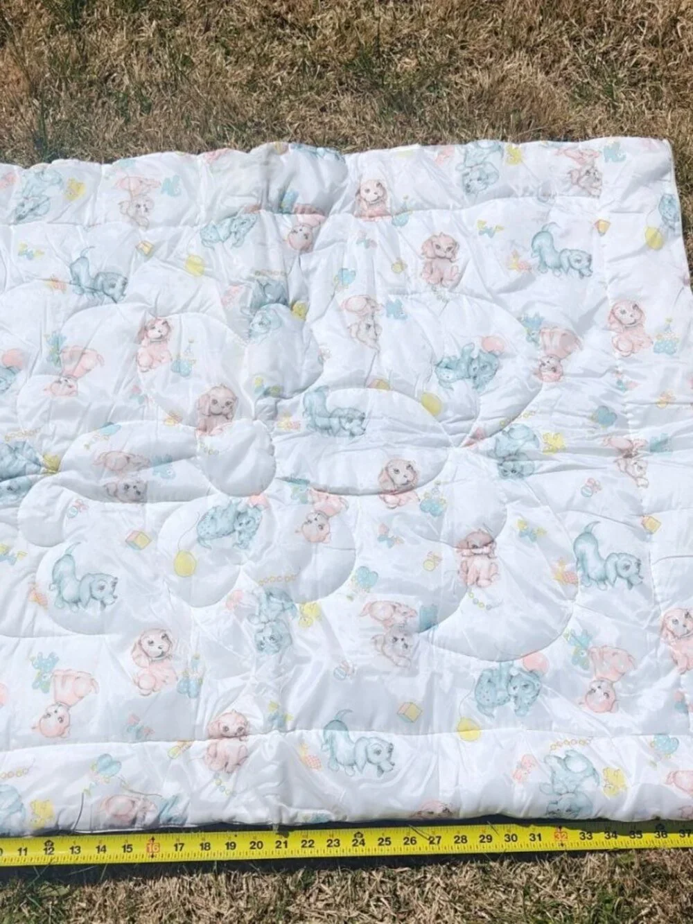 Vintage Wamsutta Convertible Baby Comforter Nylon Puppy Print Barclay-Freitag